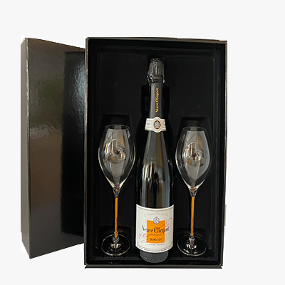 Veuve Clicquot Demi-Sec zwarte Geschenkbox met glazen